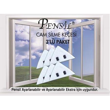 Pensil Ayarlanabilir 3'lü Çift Yedek Cam Silme Bezi